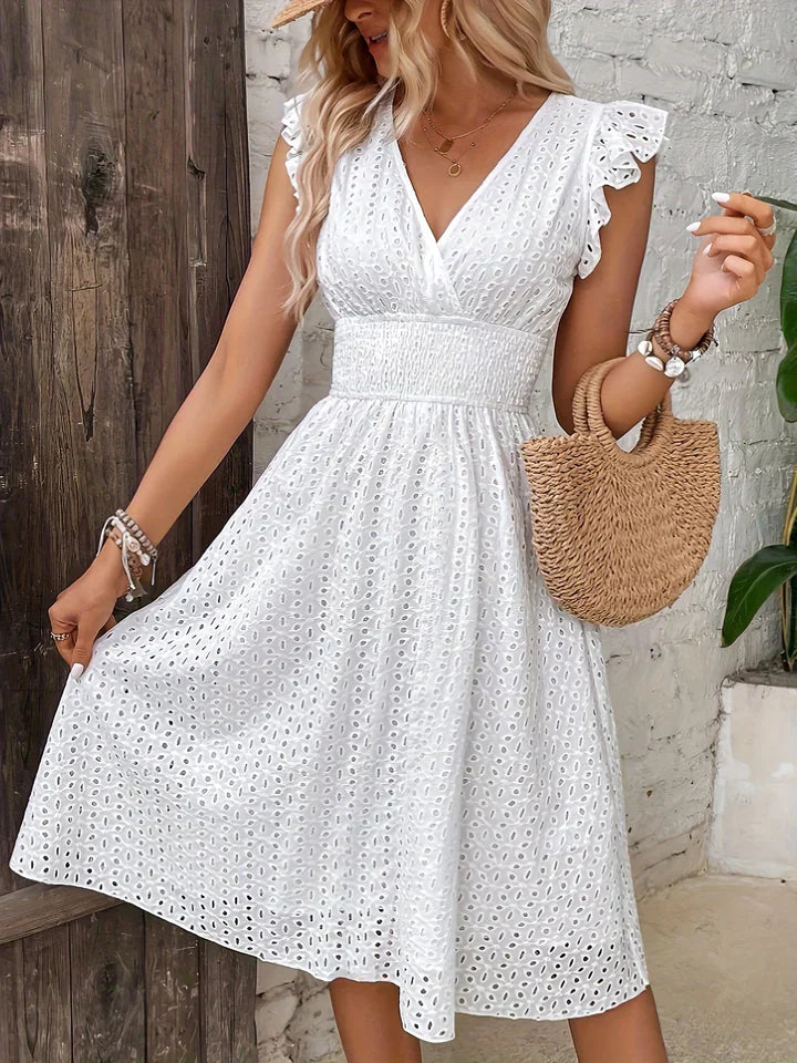 Alina™ | Elegant Sommarklänning med Broderade Detaljer