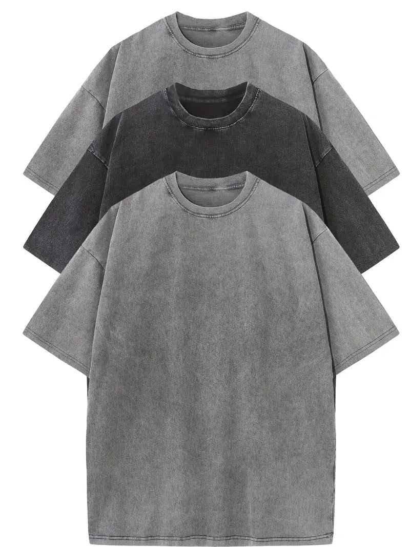 Jules™ | 3-pack Oversized T-shirt i Tvättad Bomull