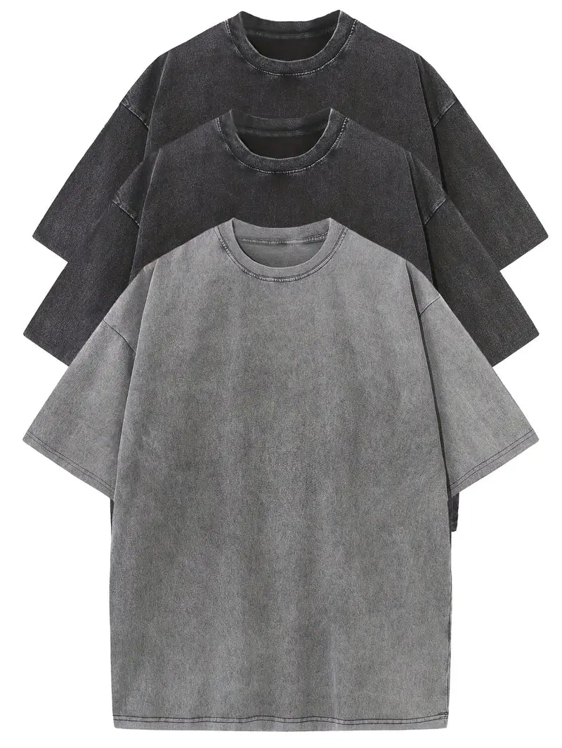Jules™ | 3-pack Oversized T-shirt i Tvättad Bomull