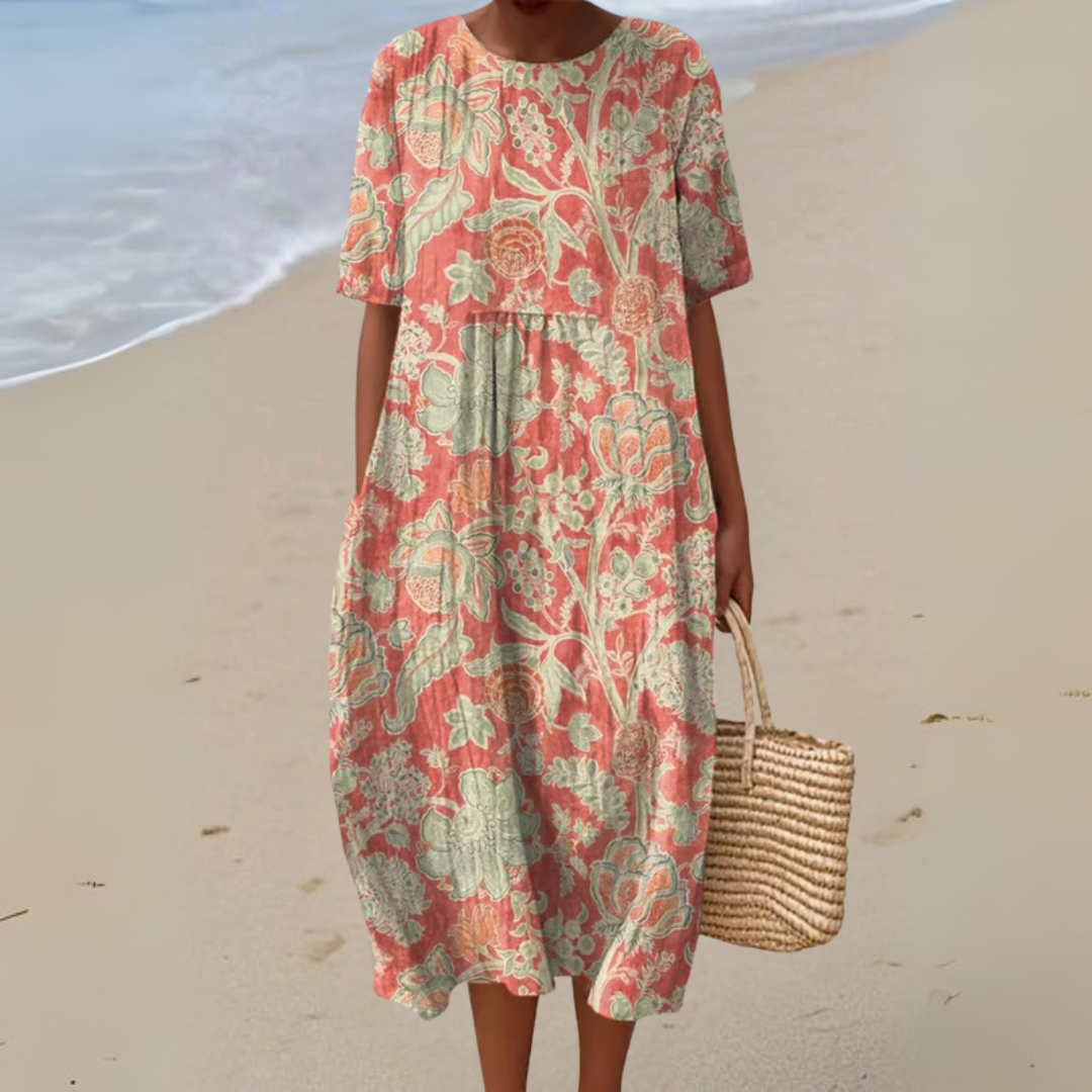 Ellis™ | Vintage Sommarklänning med Blommönster