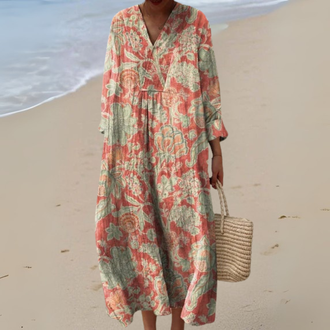 Ellis™ | Vintage Sommarklänning med Blommönster