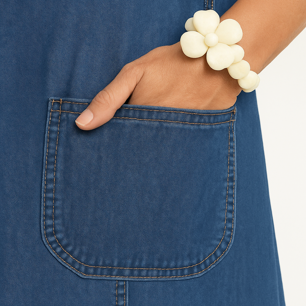 Elin™ | Ledig Jeansklänning med V-ringning