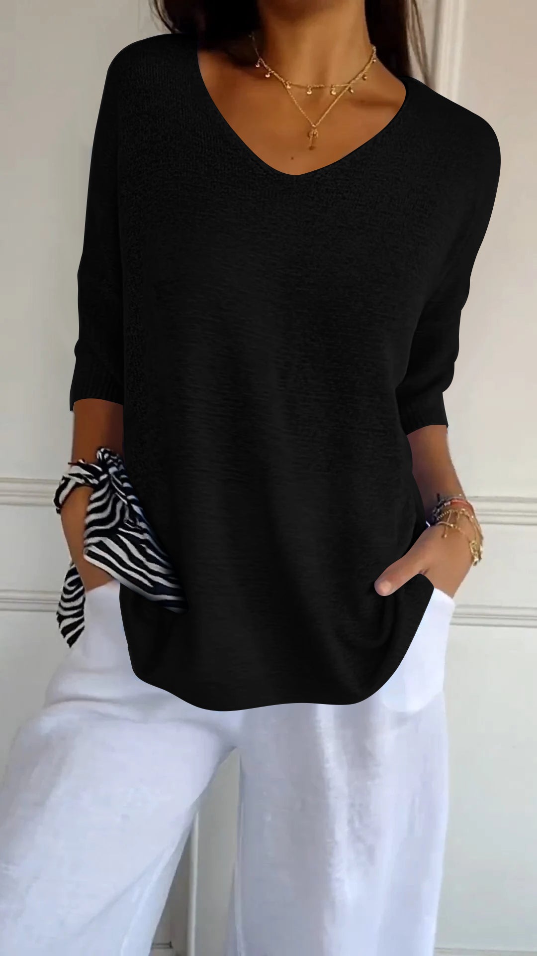 Lena | V-ringad stickad topp