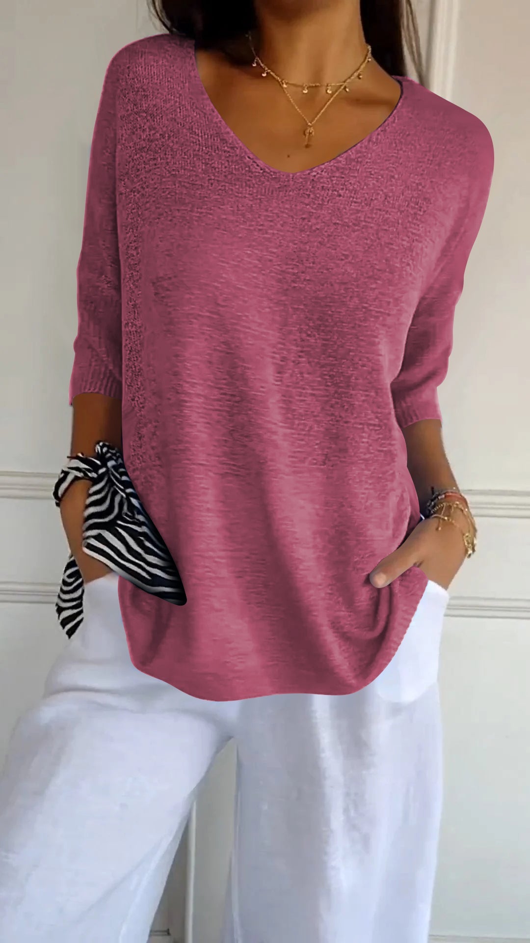 Lena | V-ringad stickad topp