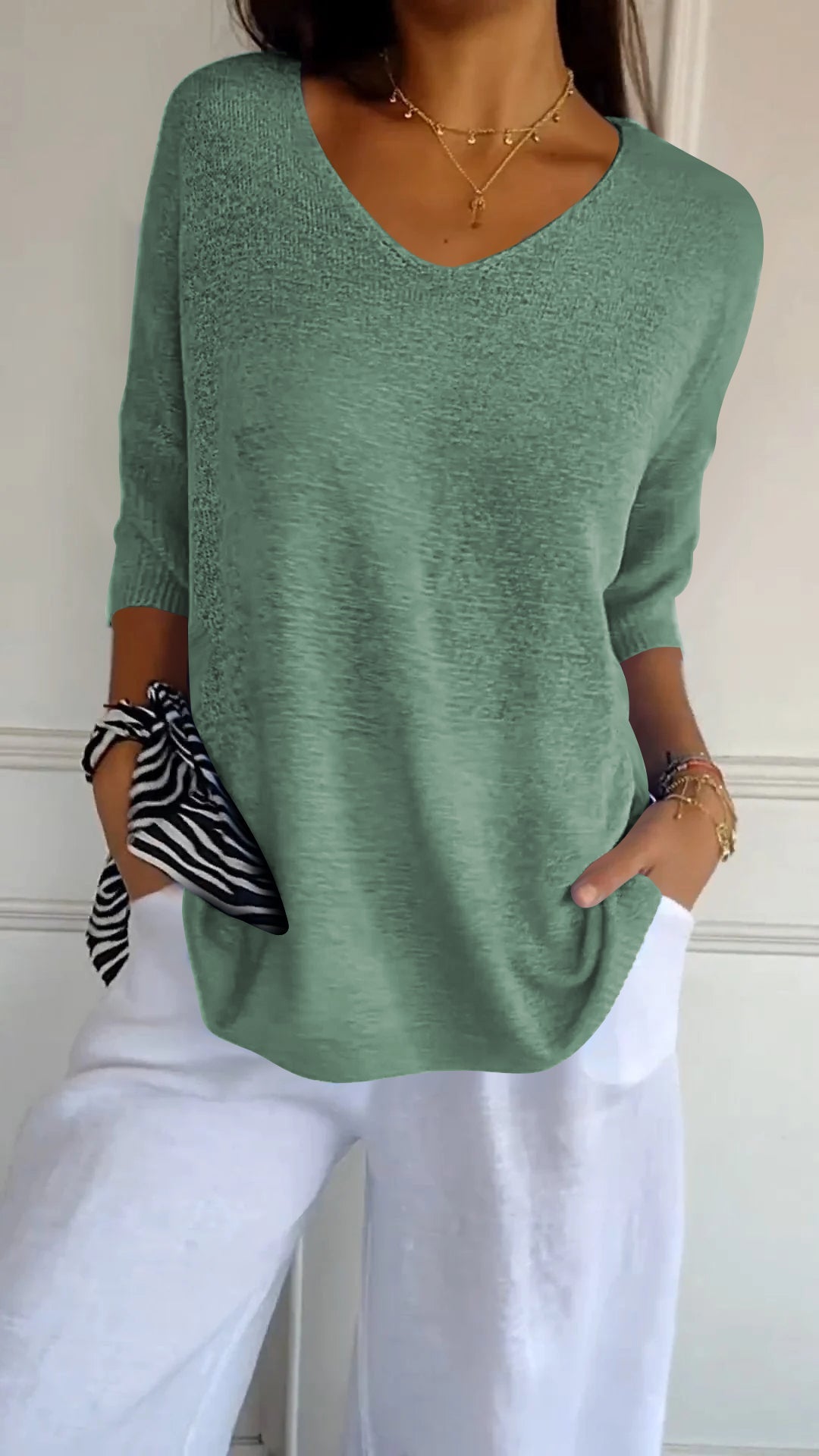 Lena | V-ringad stickad topp