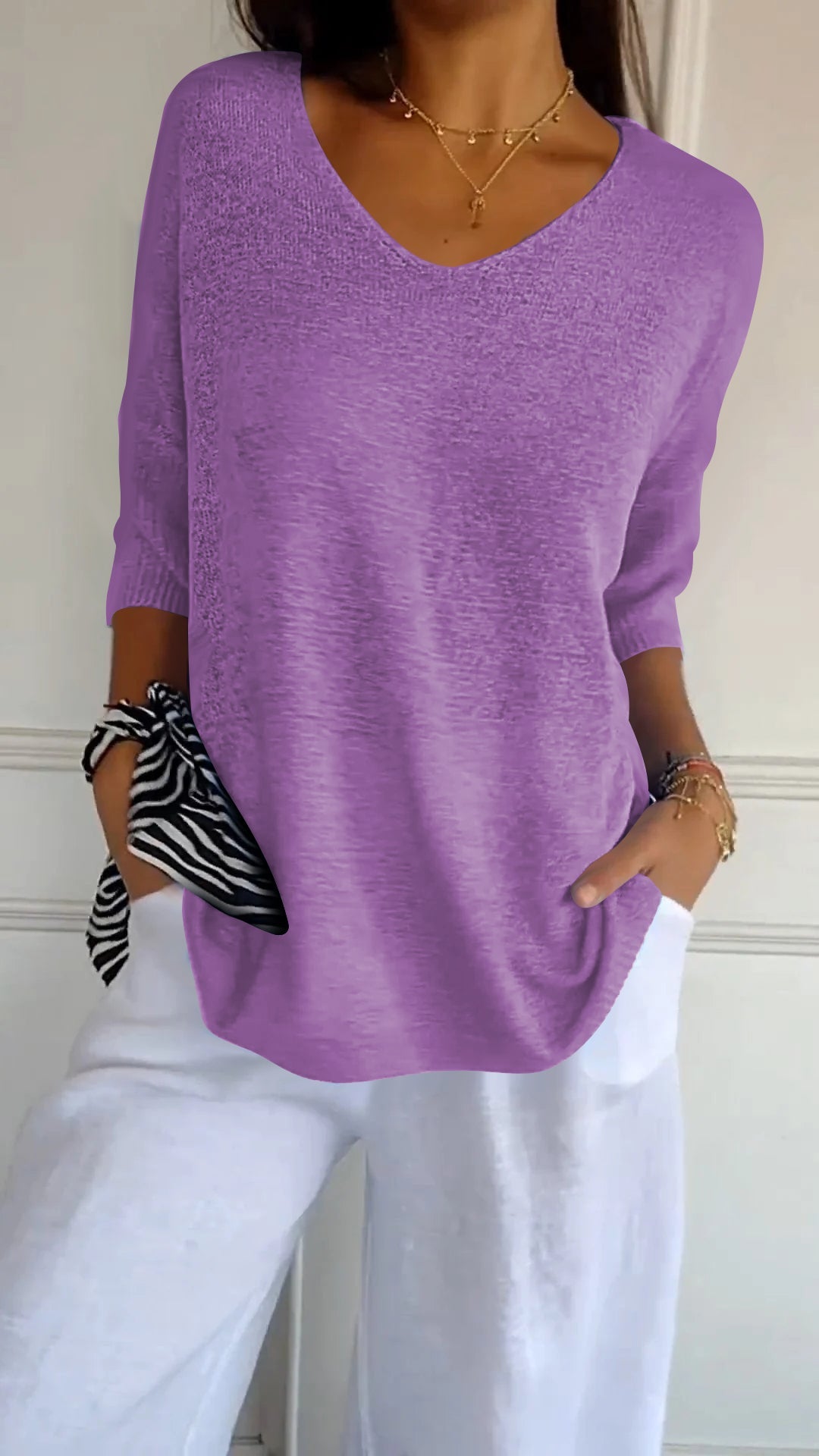 Lena | V-ringad stickad topp