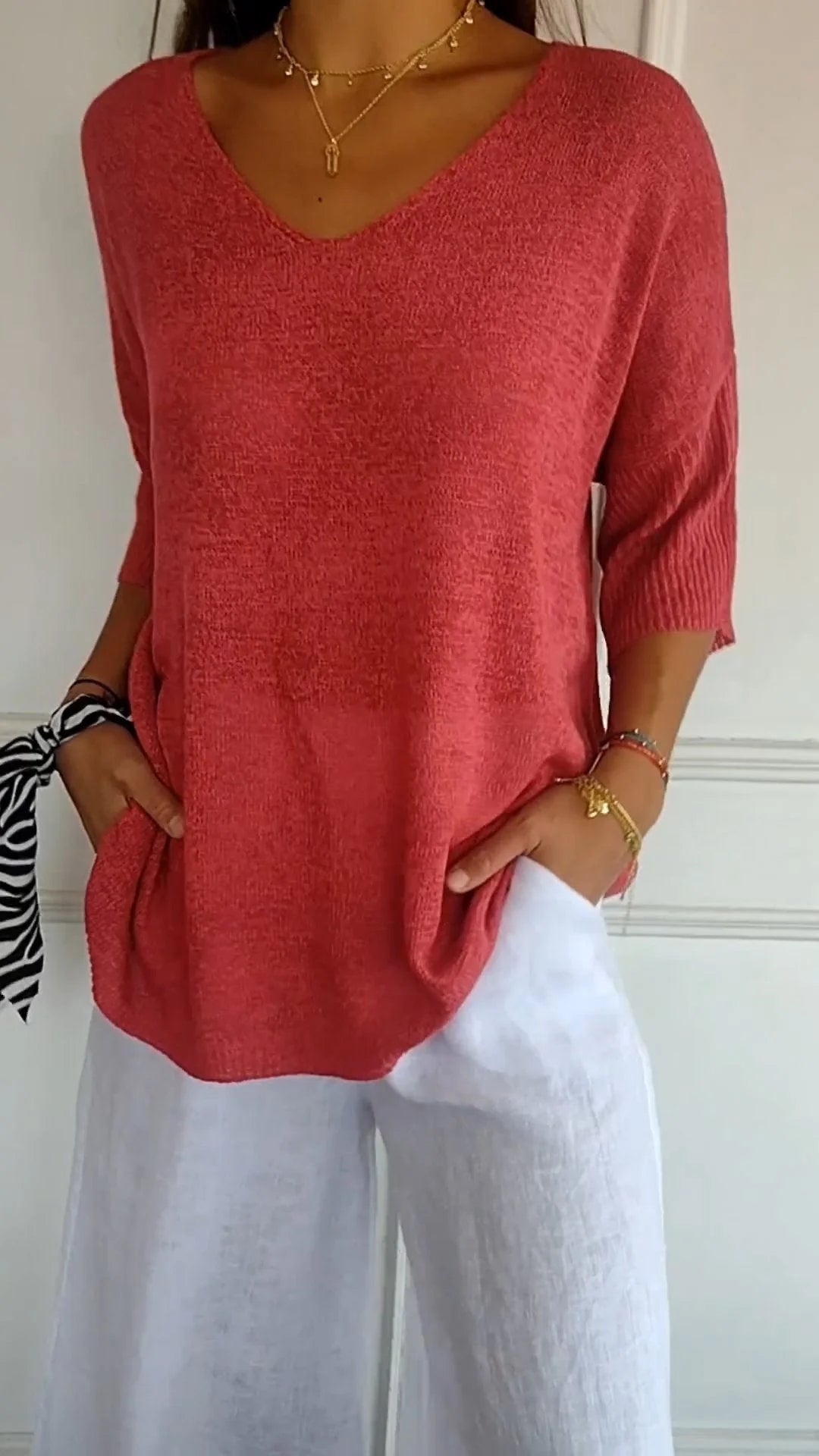 Lena | V-ringad stickad topp