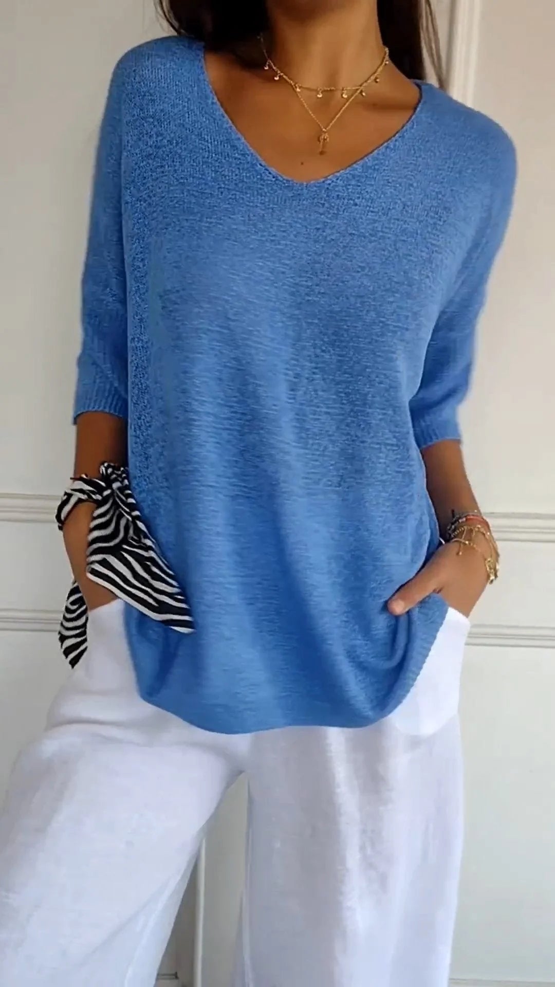 Lena | V-ringad stickad topp