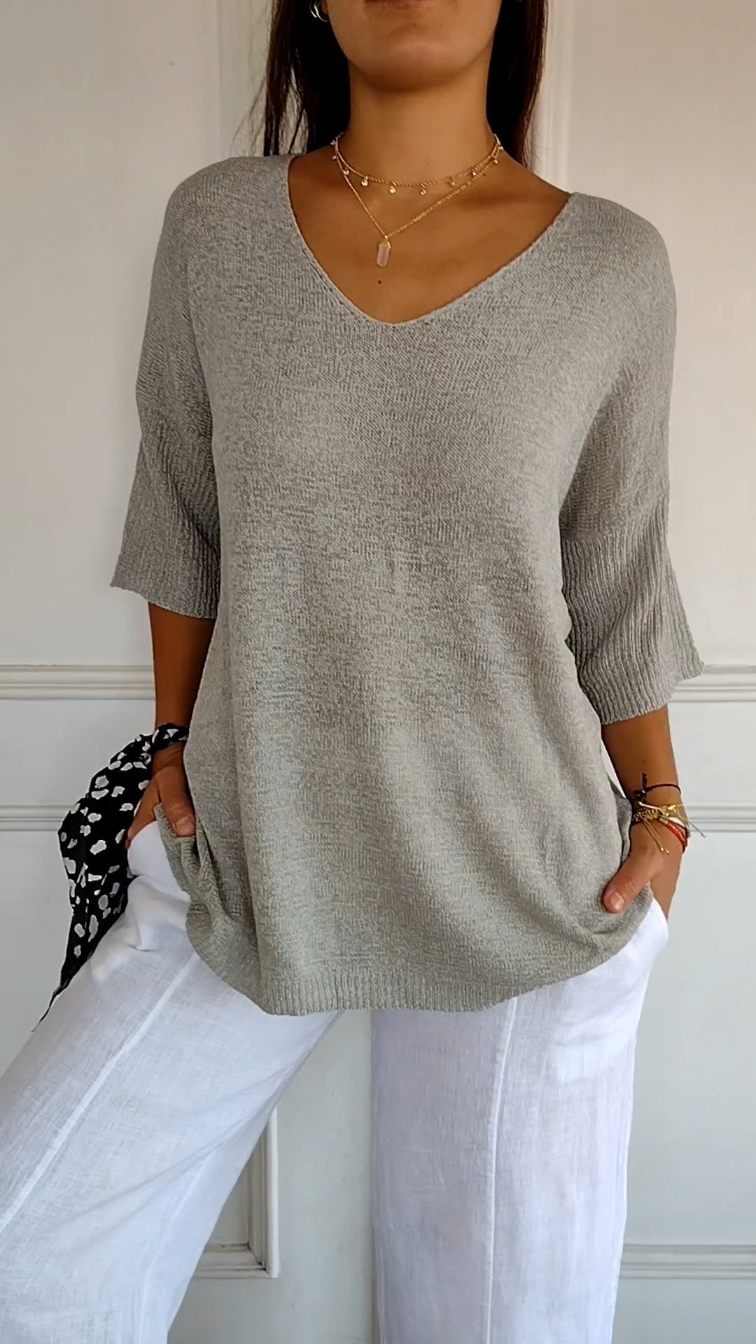 Lena | V-ringad stickad topp