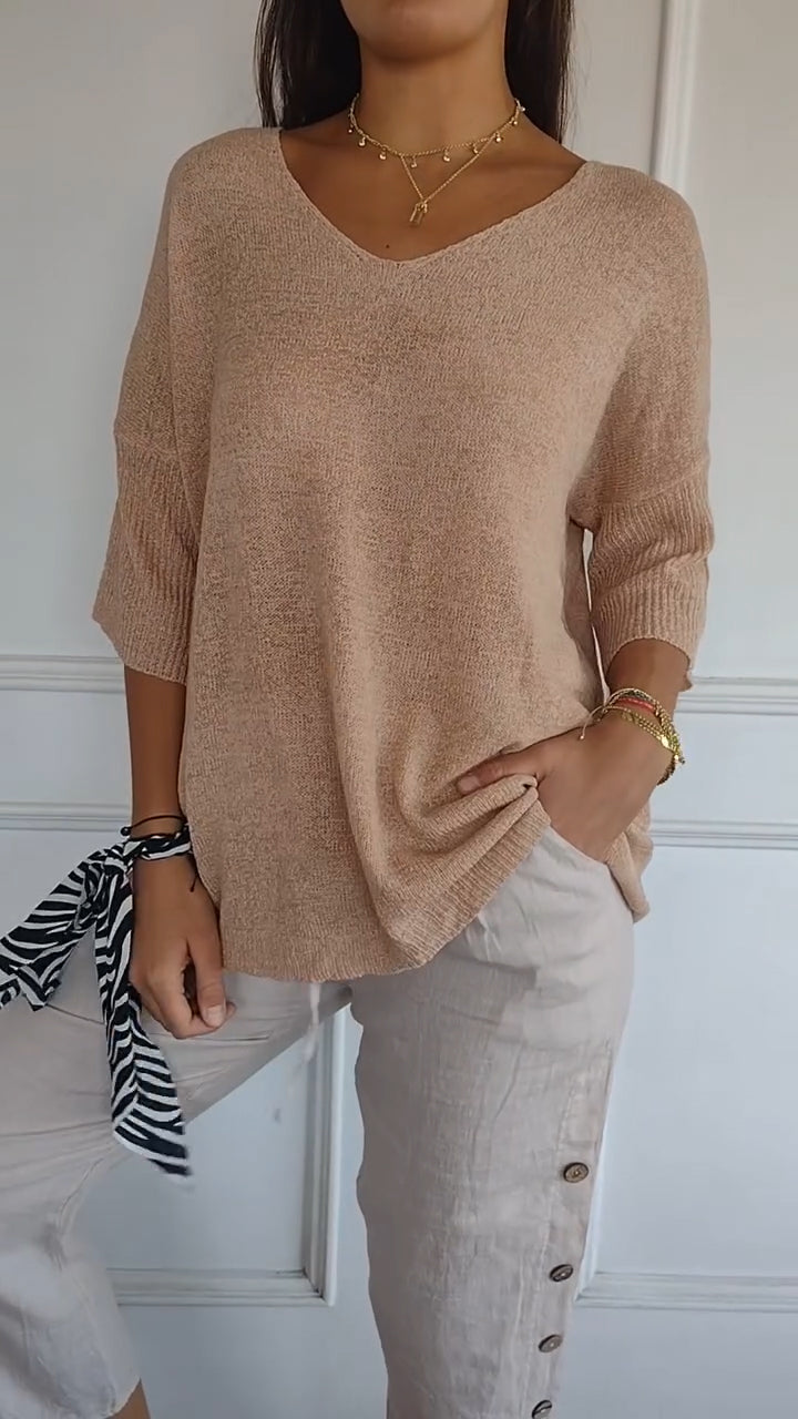 Lena | V-ringad stickad topp