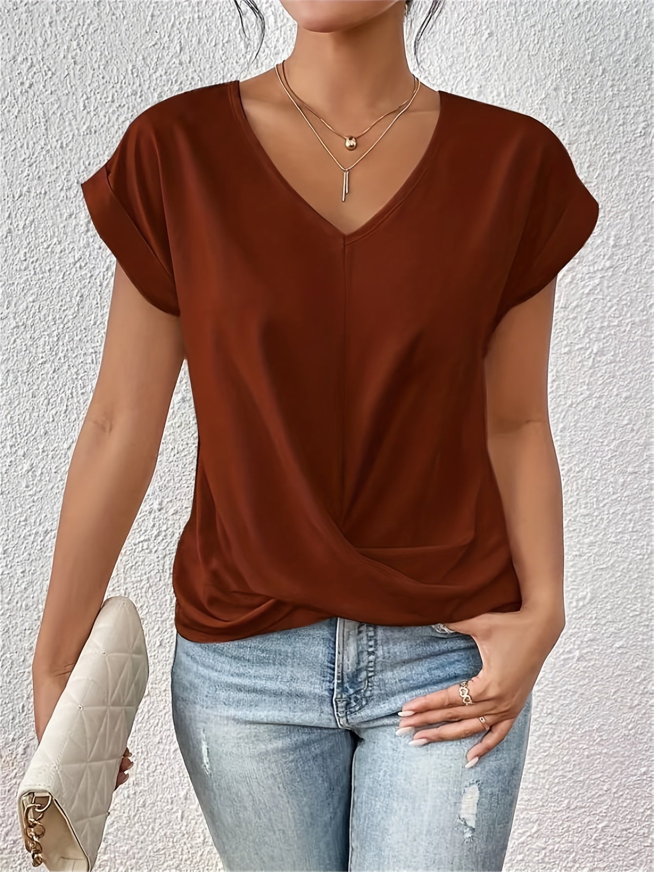 Lenoir™ | Avslappnad t-shirt med mjuk V-ringning