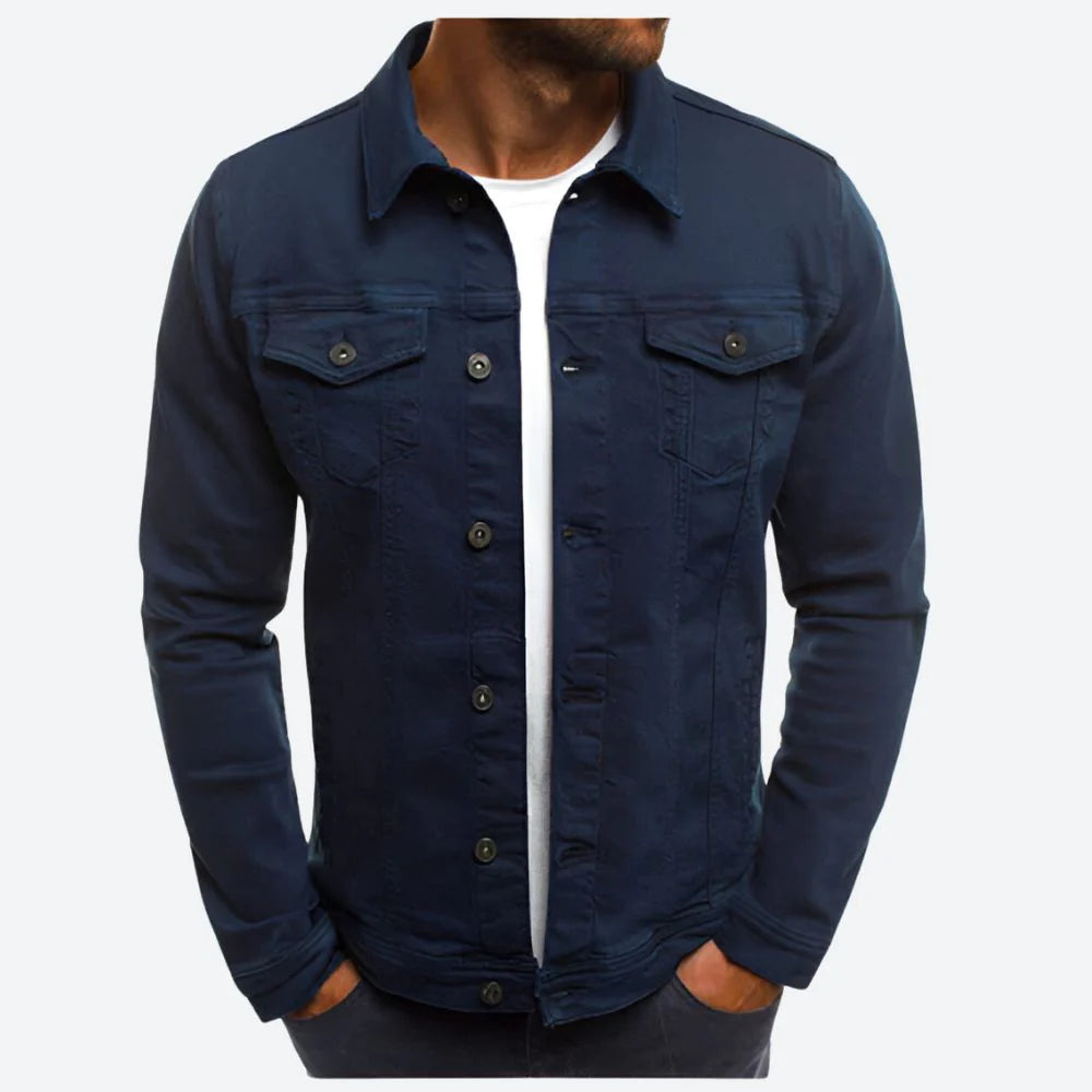 Mats | Klassisk Grön Denimjacka med Dubbla Fickor