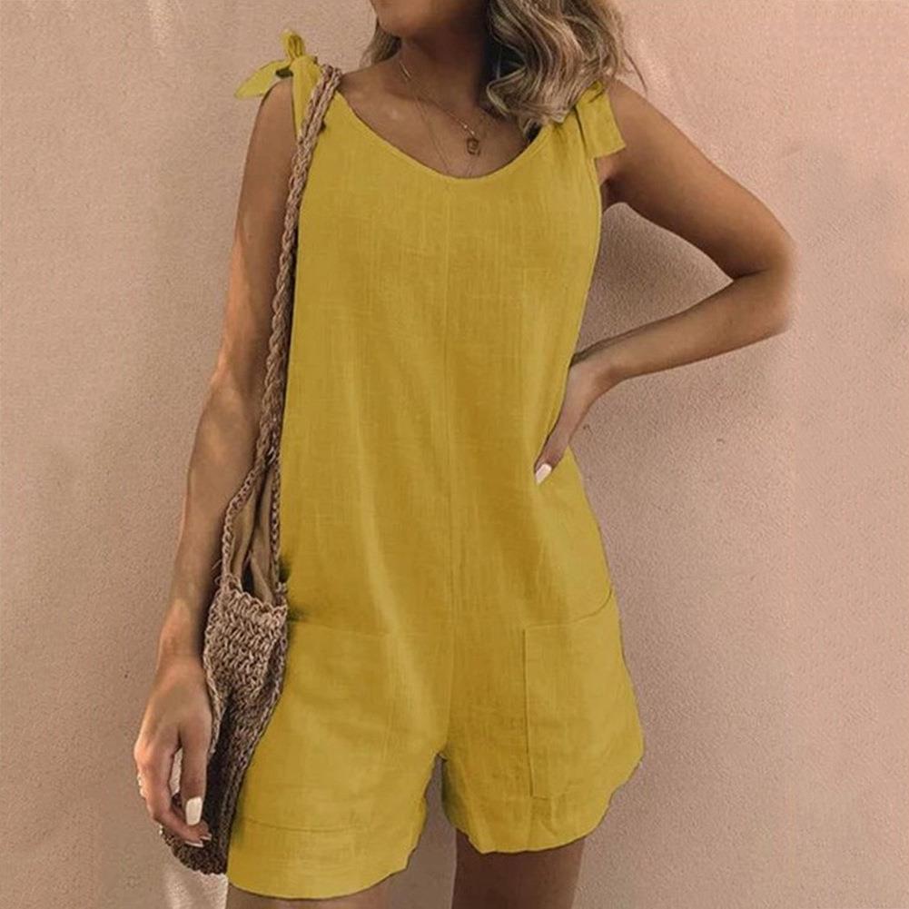 Tuva™ | Somrig Kort Jumpsuit med Rosettband