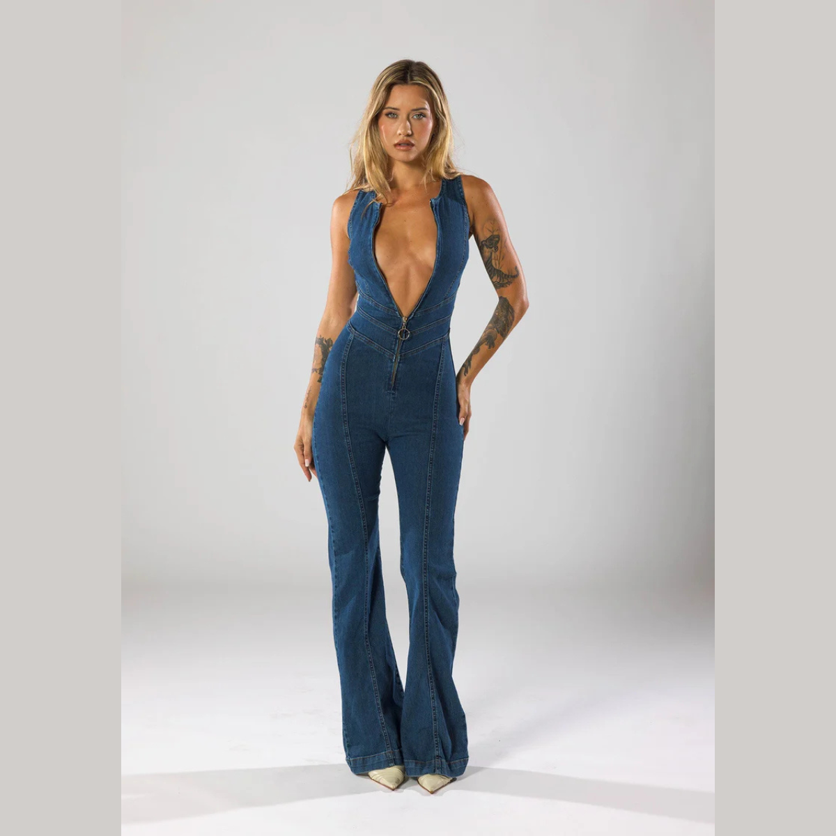 Jolande | Figurformande Denim Jumpsuit