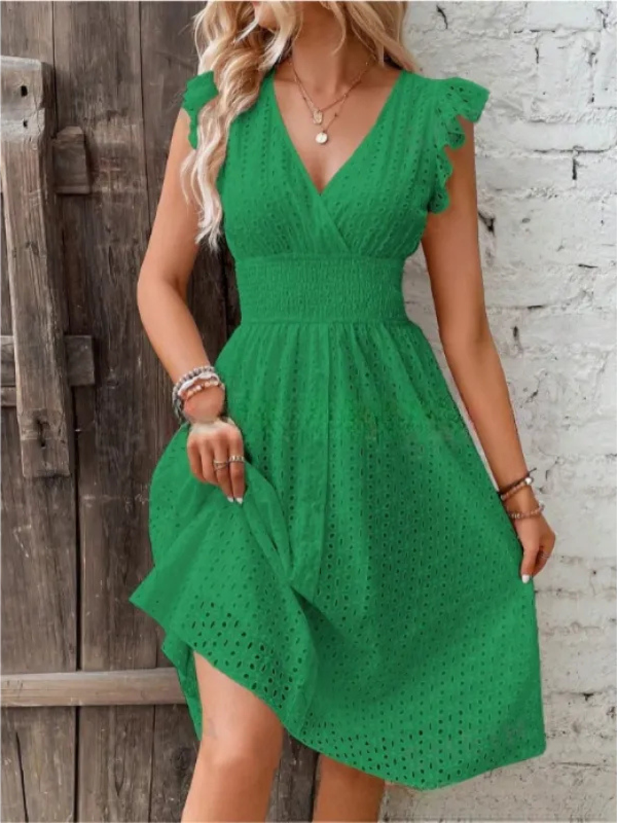 Alina™ | Elegant Sommarklänning med Broderade Detaljer