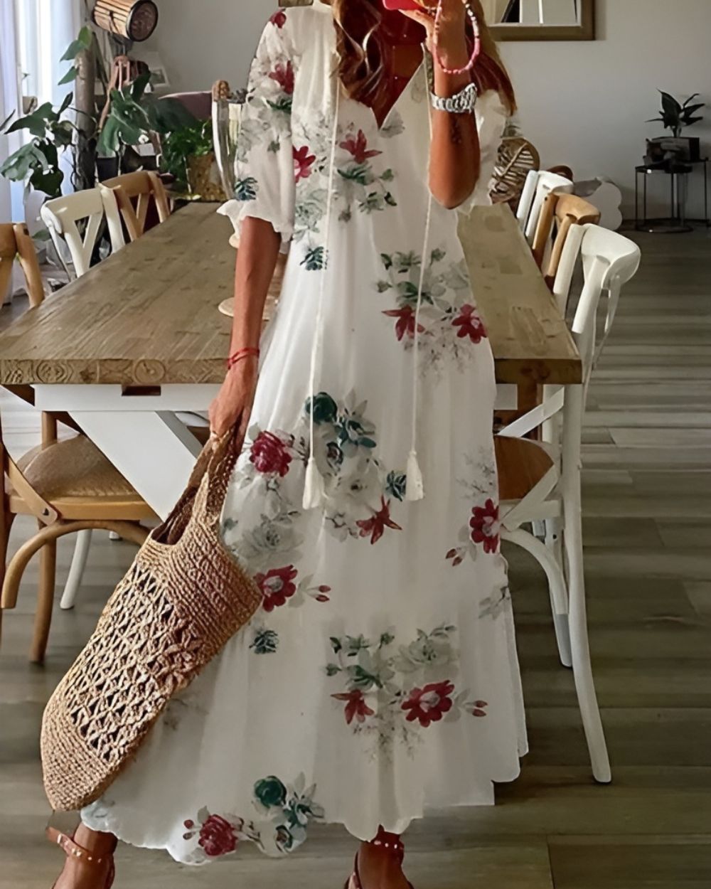 Celina™ | Boho Maxiklänning med Tofsdetaljer