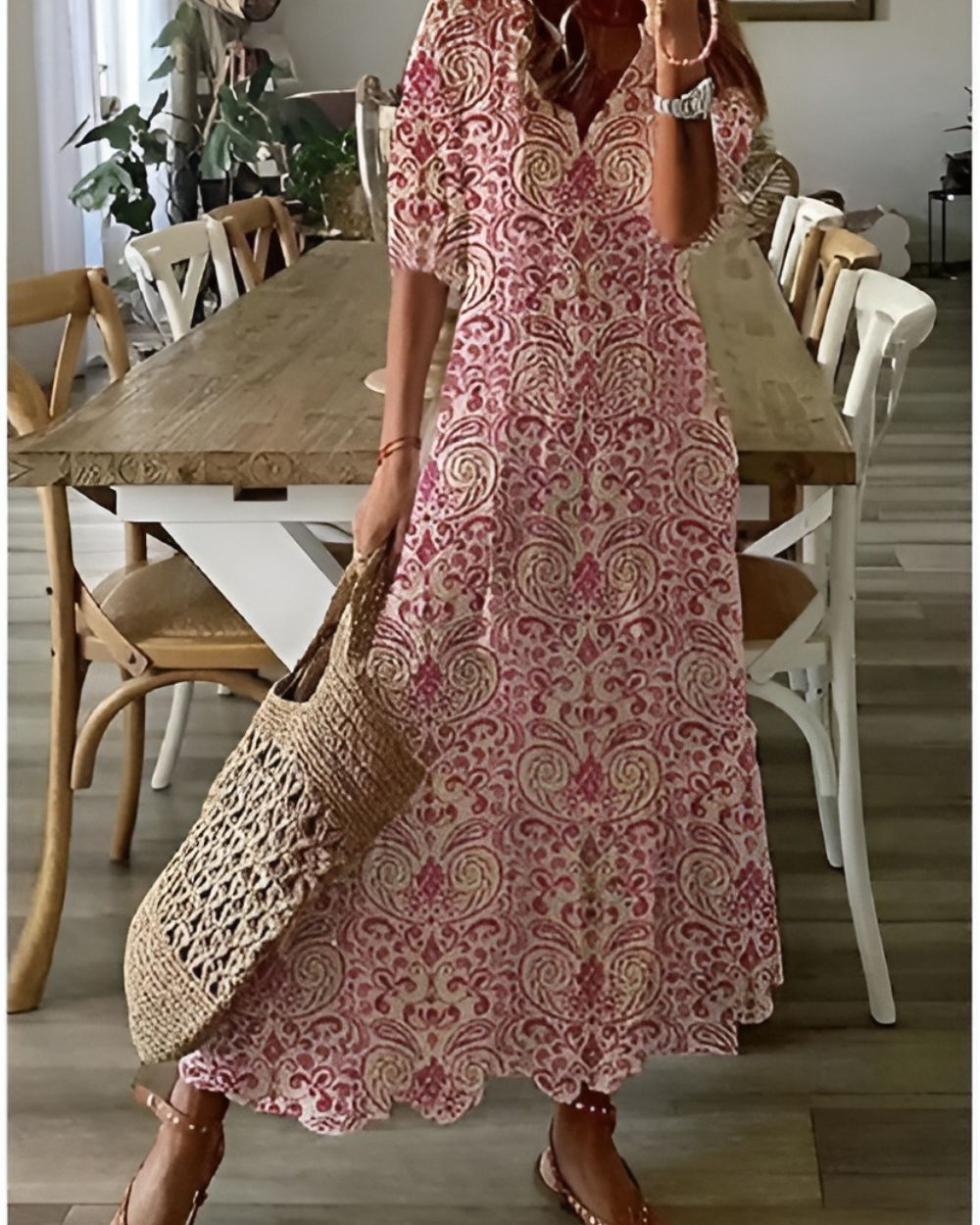 Celina™ | Boho Maxiklänning med Tofsdetaljer
