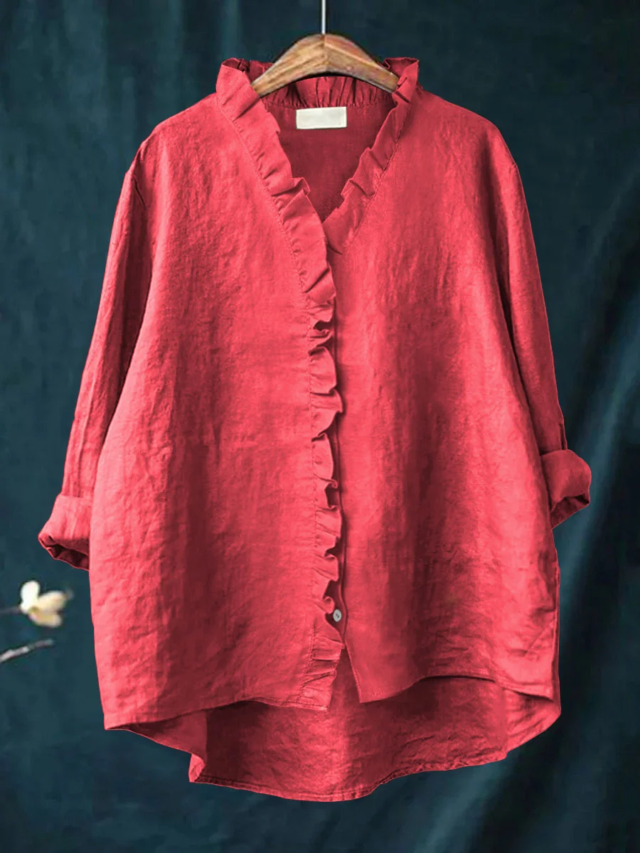 Freja™ | Romantisk Blus med Volang