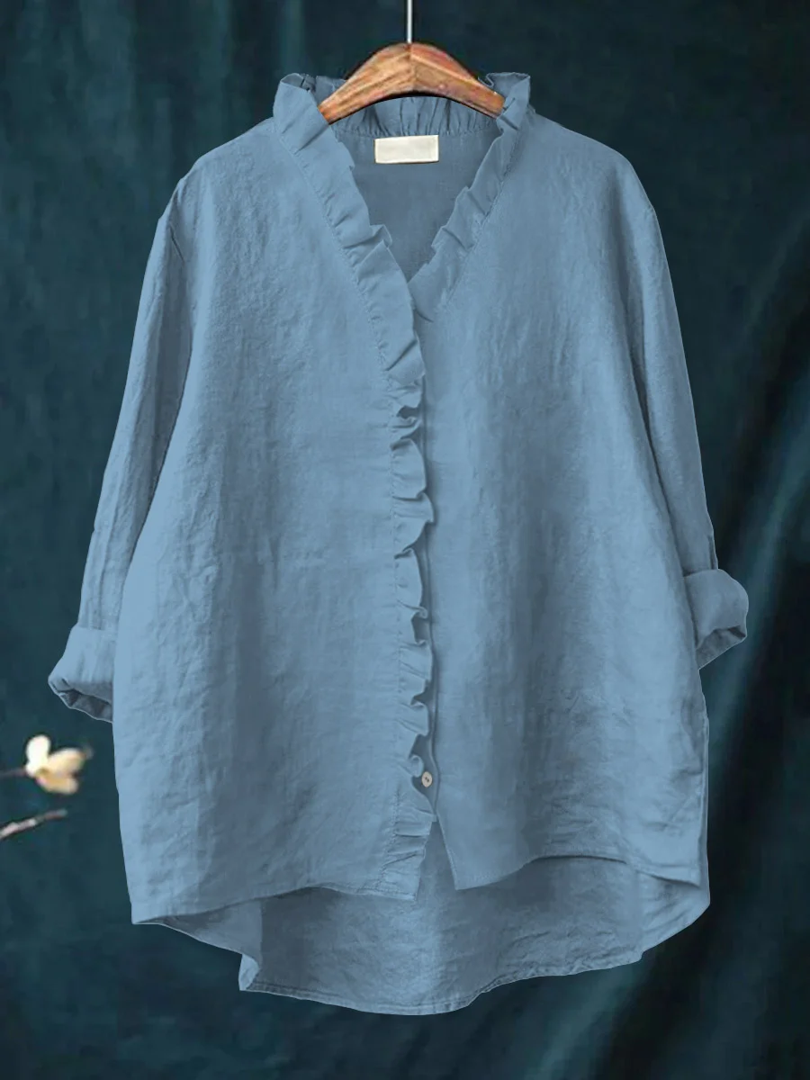 Freja™ | Romantisk Blus med Volang