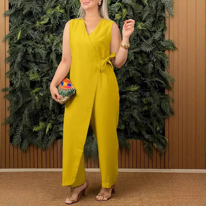 Noelle™ | Ärmfri Elegant Jumpsuit med Omlottliv