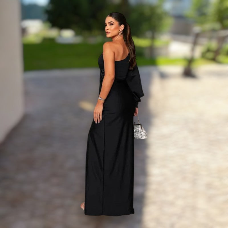 Nanette | Elegante Enaxlad Lång Klänning