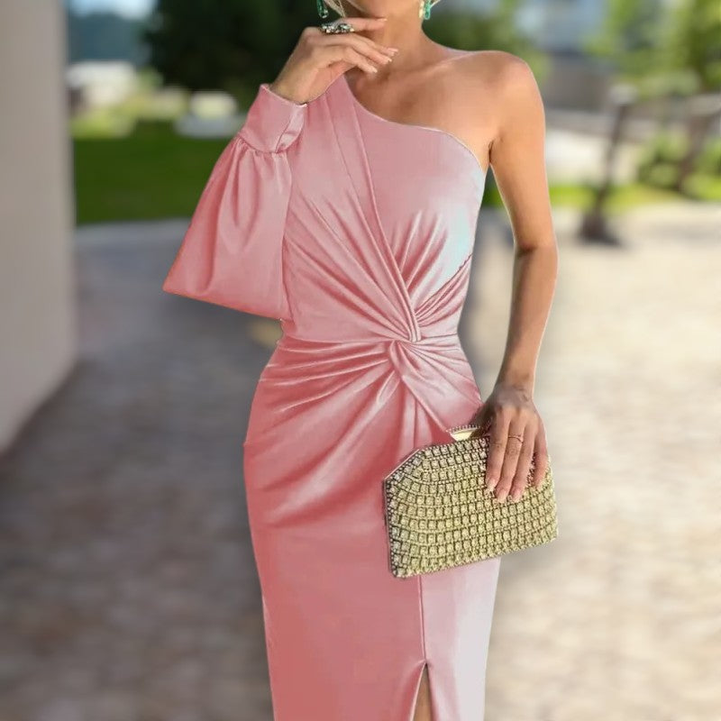 Nanette | Elegante Enaxlad Lång Klänning