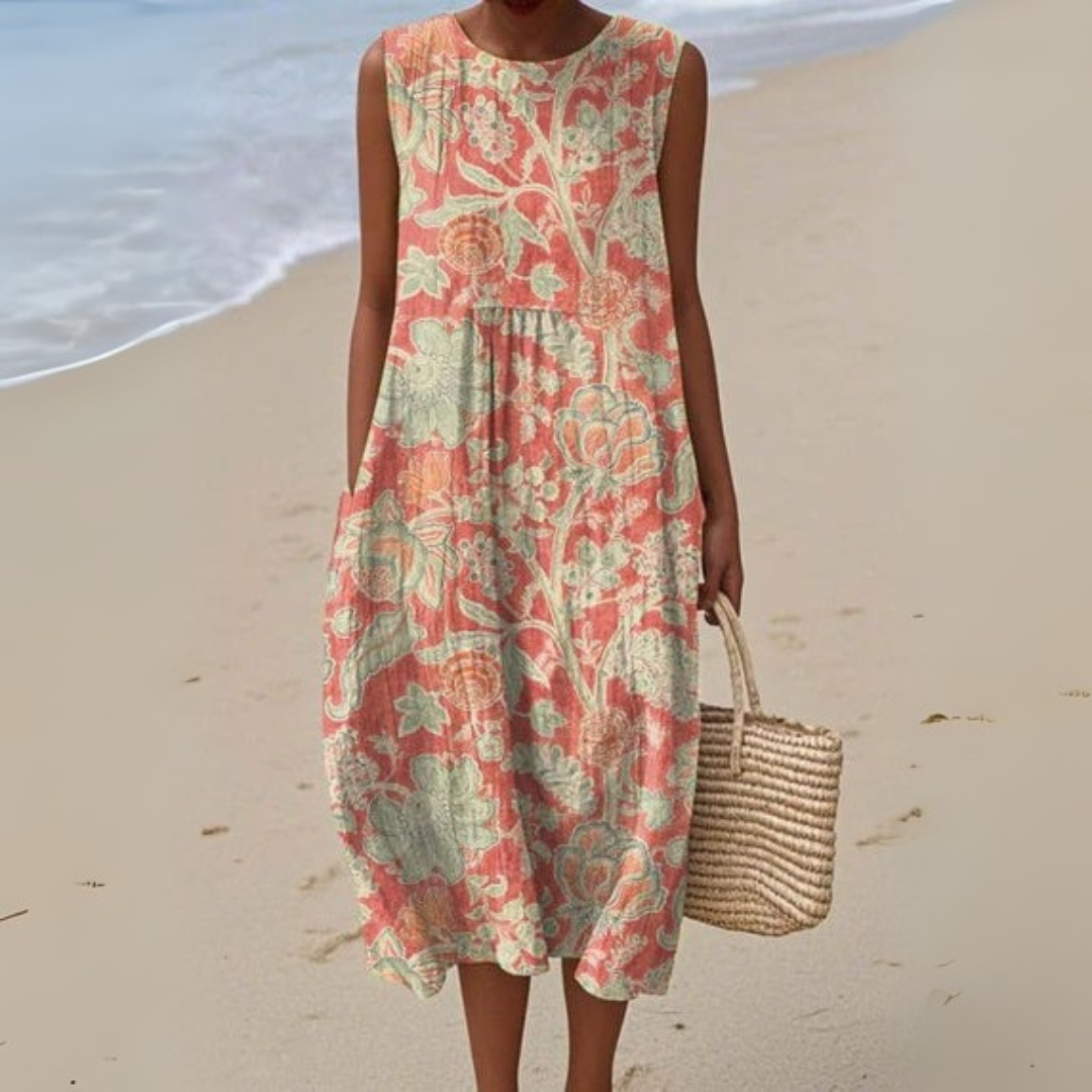 Ellis™ | Vintage Sommarklänning med Blommönster