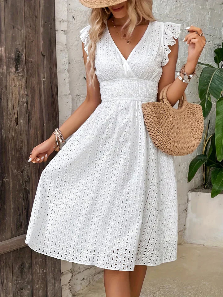 Alina™ | Elegant Sommarklänning med Broderade Detaljer