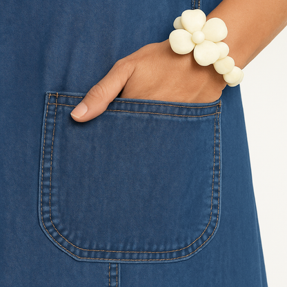 Elin™ | Ledig Jeansklänning med V-ringning