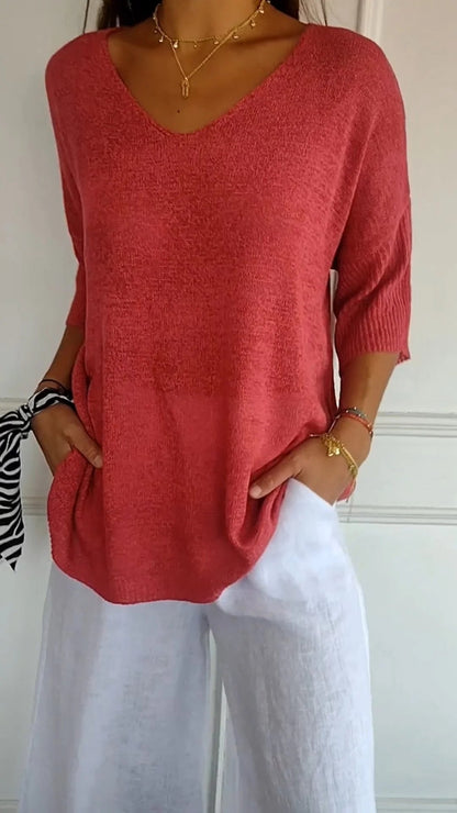 Lena | V-ringad stickad topp