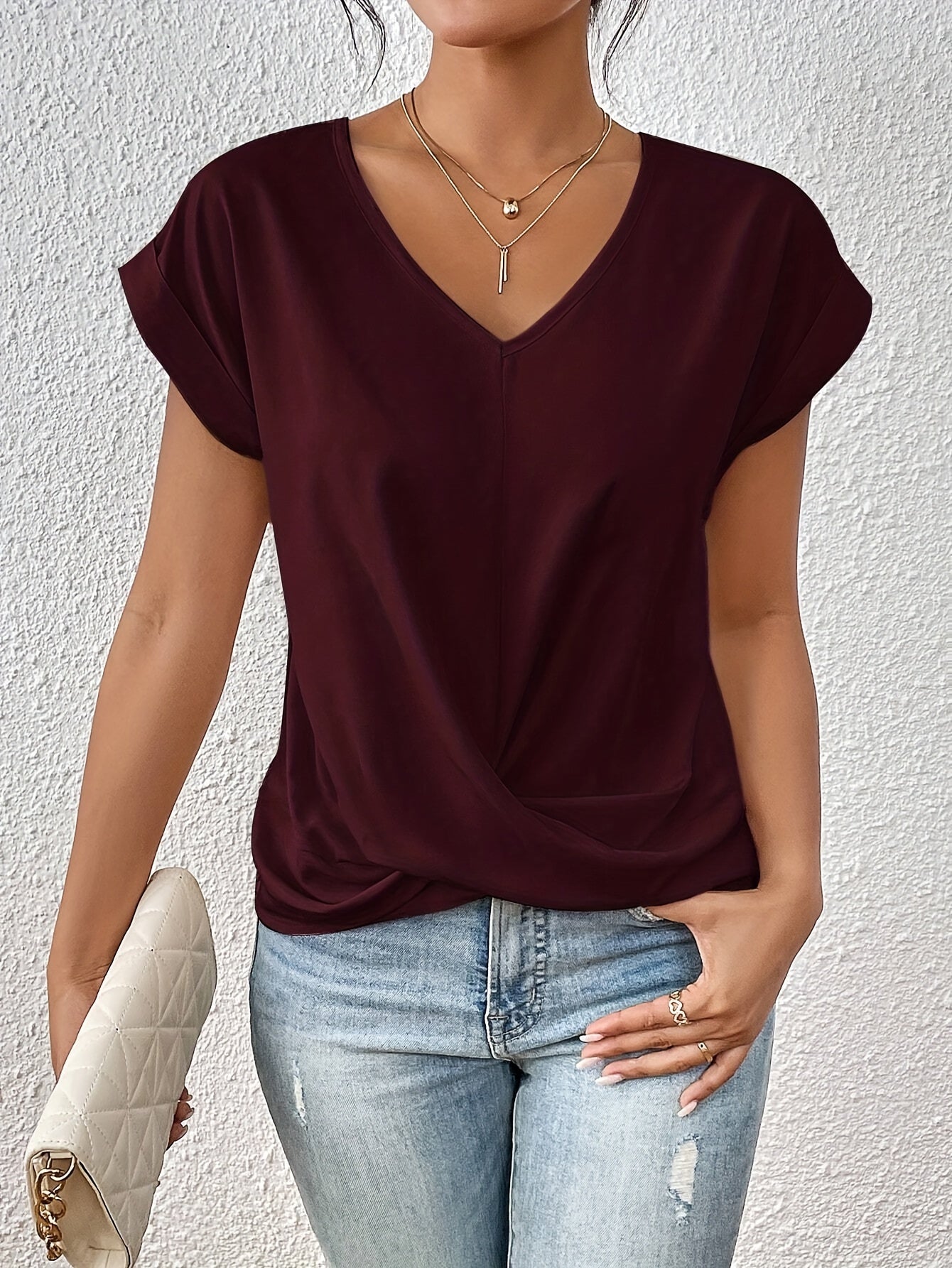 Lenoir™ | Avslappnad t-shirt med mjuk V-ringning