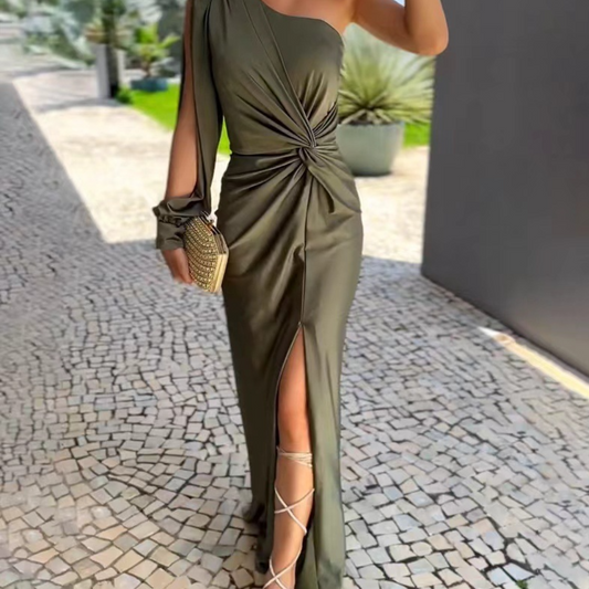 Nanette | Elegante Enaxlad Lång Klänning