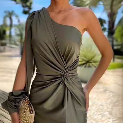Nanette | Elegante Enaxlad Lång Klänning