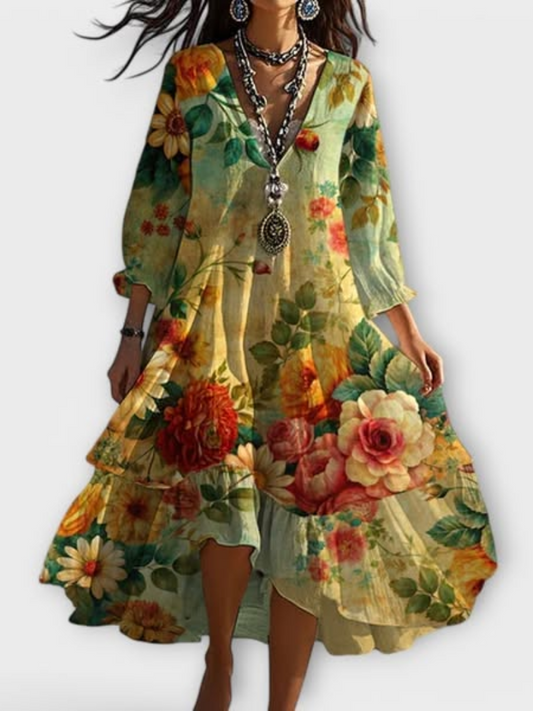 Marina™ | Blommig Vintageklänning med Boho-känsla