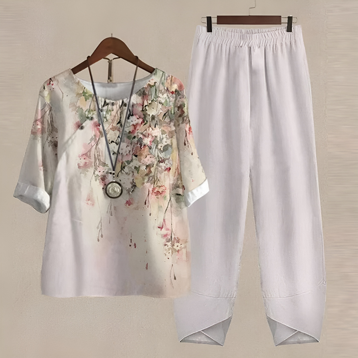 Jemima | Blommig Mönster Skjorta och Byx Set