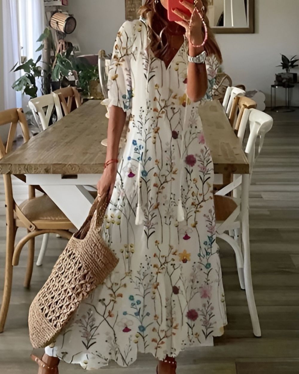 Celina™ | Boho Maxiklänning med Tofsdetaljer
