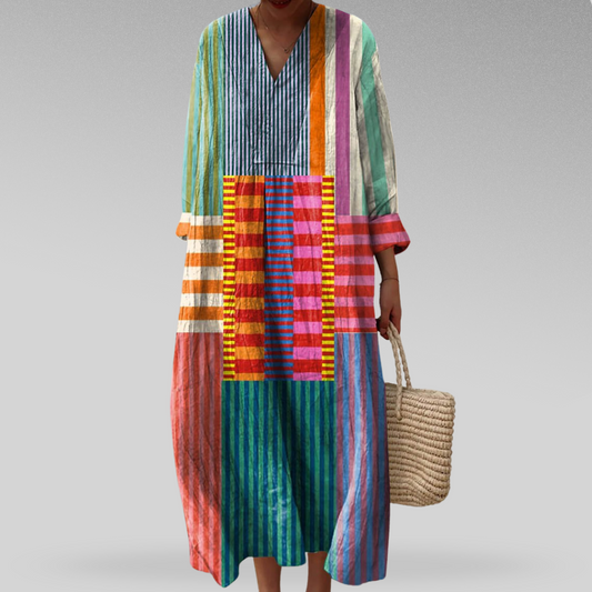 Ottilie™ | Färgstark Geometrisk Maxiklänning