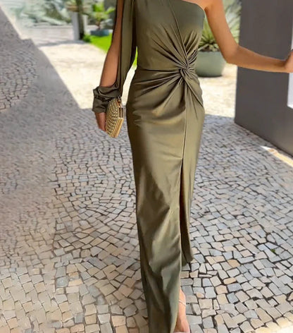 Nanette | Elegante Enaxlad Lång Klänning