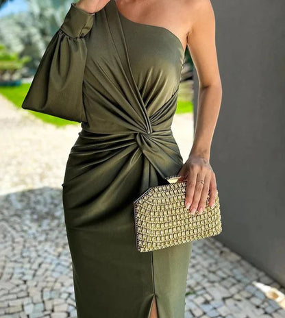 Nanette | Elegante Enaxlad Lång Klänning