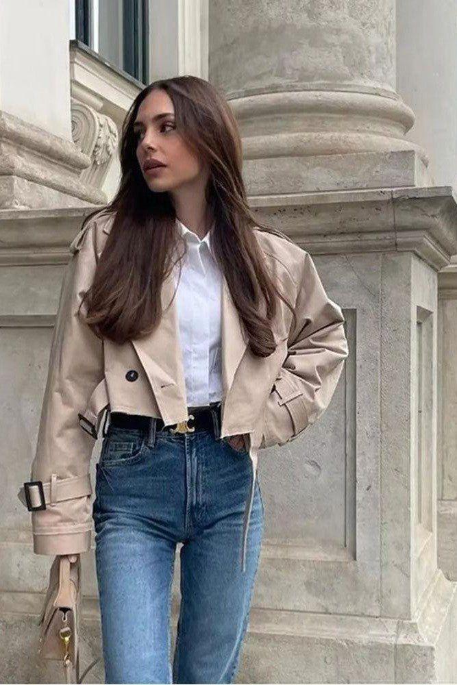 Evy Långärmad kort trenchcoat - My Store