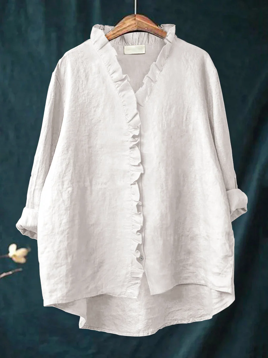 Freja™ | Romantisk Blus med Volang