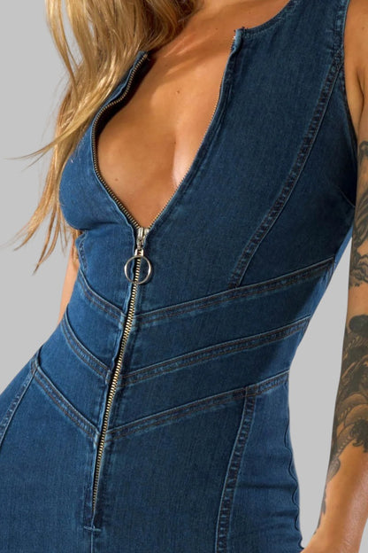 Jolande | Figurformande Denim Jumpsuit