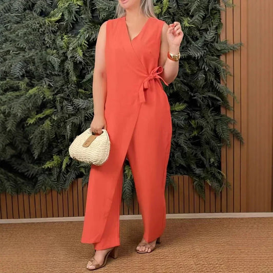 Noelle™ | Ärmfri Elegant Jumpsuit med Omlottliv