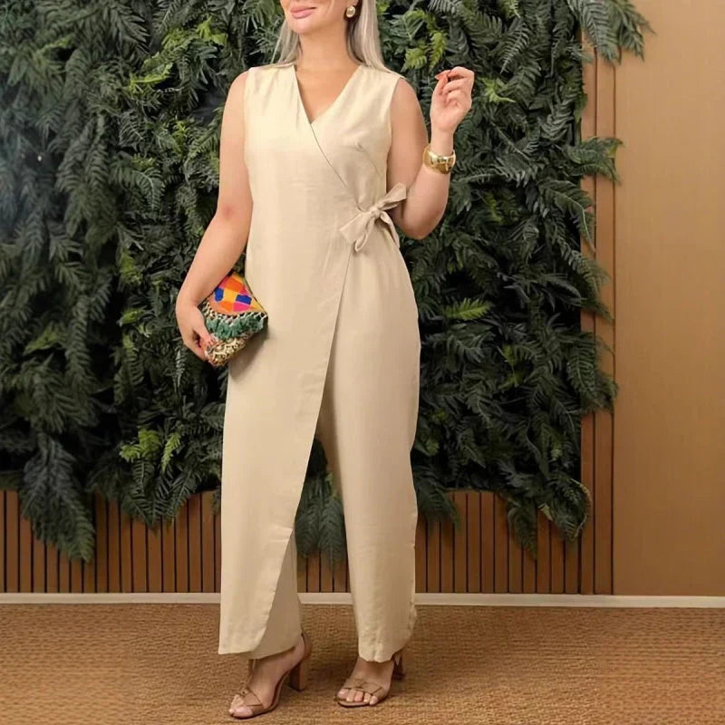 Noelle™ | Ärmfri Elegant Jumpsuit med Omlottliv